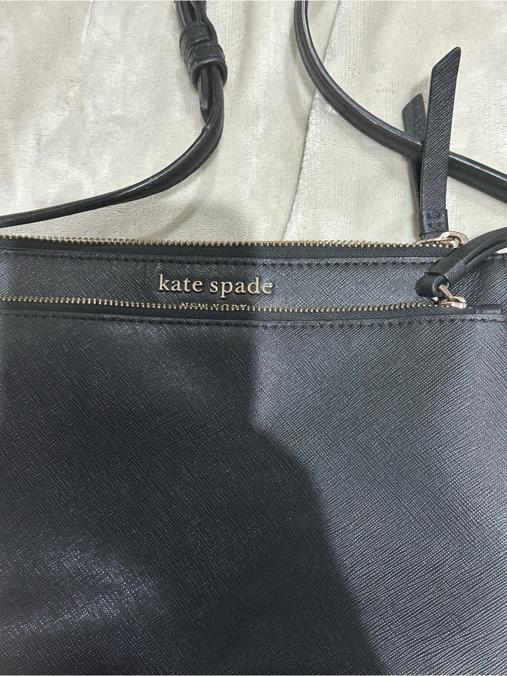 kate spade Black Saffiano Leather Crossbody with Gold Hardware